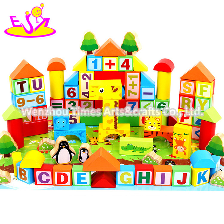 Amazon Best Sellers 100 PCS Children Wooden ABC Building Blocks for Education W13A150
