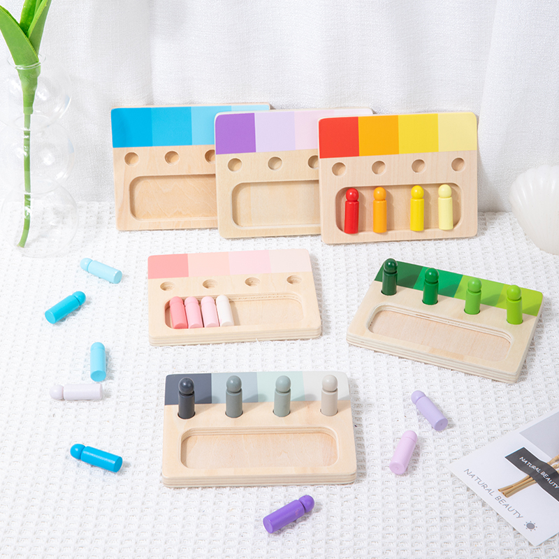 Kids Cylinder Educational Montessori Baby Toy Color Matching Board Wooden Cognitive Development Sensory Teaching Aids Ages 0-14+