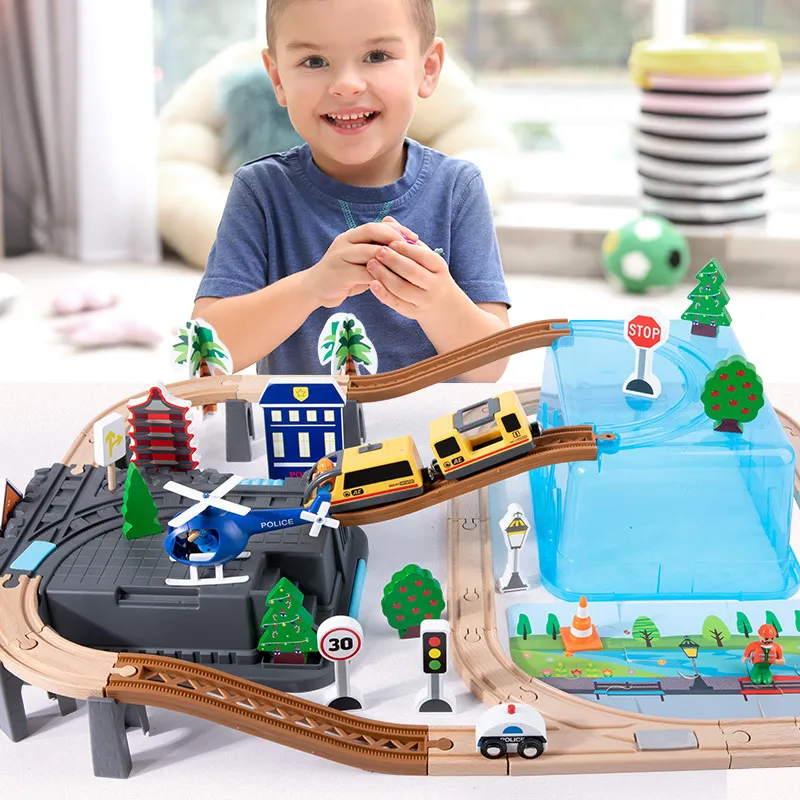 Wooden Education Train Track Sets Jungle Beech Wooden Track Toys Set