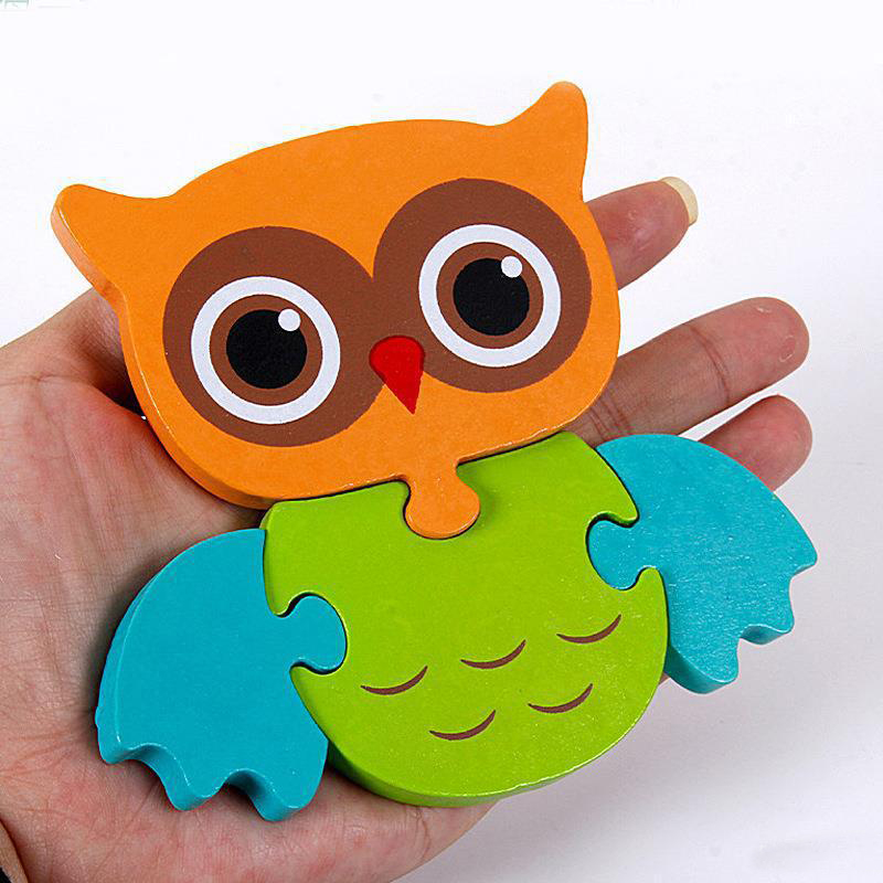 HOYE CRAFT Educational Toy Small Size Animal Puzzle Wooden Animal Puzzle with Kids Gift