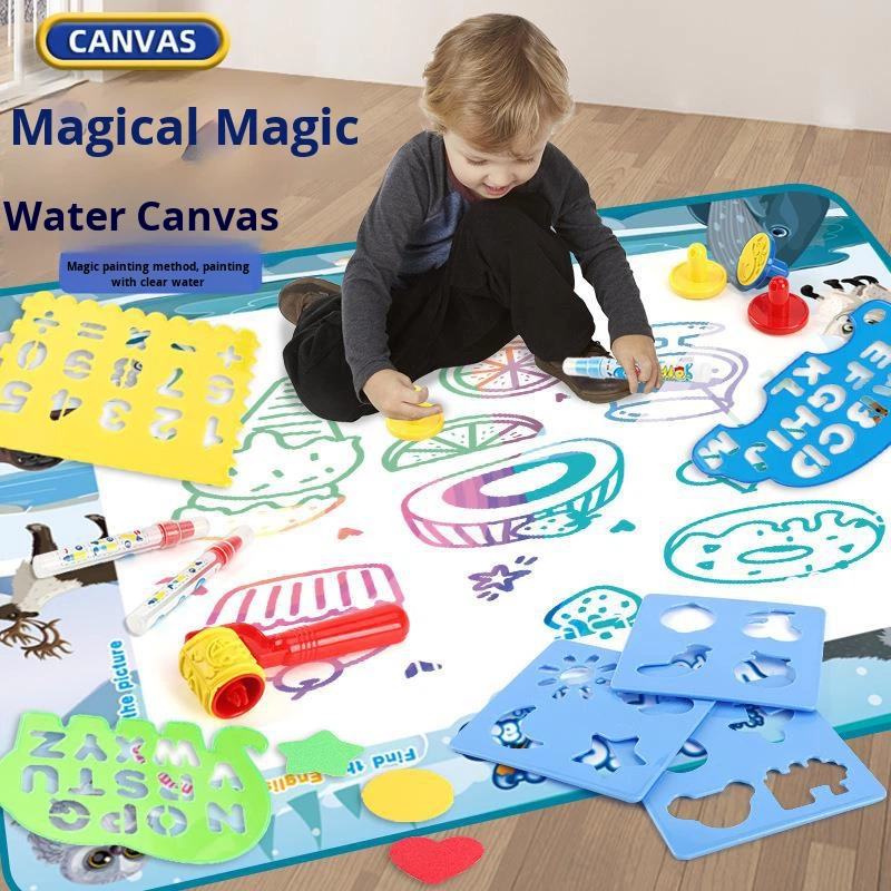 HARDWORK Large Water Drawing Mat For Kids Ages 2-8, Reusable Magic Doodle Cloth Board With Water Pen, Educational Painting Toy