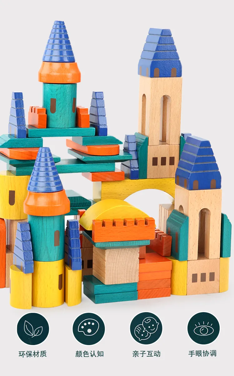 Kids Puzzle Children Mini Wooden Plastic Foam City Pink Castle Magnetic Building Block Toy