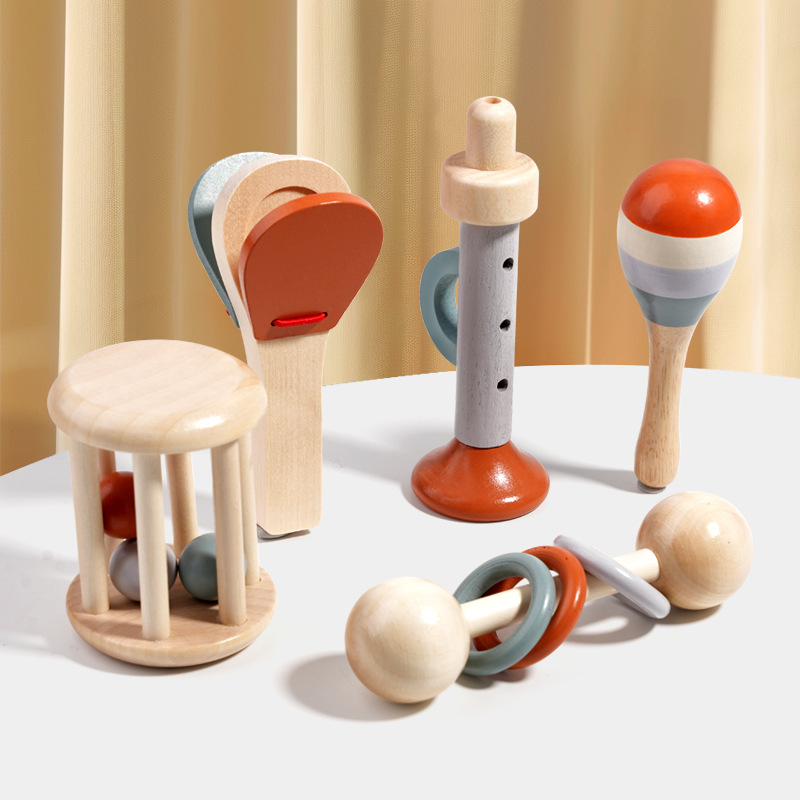 5 Pack Wooden Musical Instruments, Toddler Percussion Toys for Early Learning