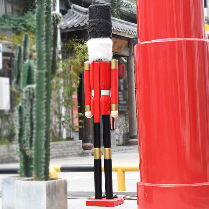 Handmade Wooden 150cm Life-Size Soldier Nutcracker Classic Eco-Friendly Outdoor Christmas Decoration Figurine Toy
