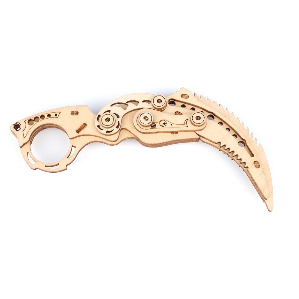 MAYBEARS 3D Wooden Puzzle DIY Knife Model Mechanical Laser Cut Eco-Friendly Wood Craft Educational Toy Ages 8+ 51-100 Pieces