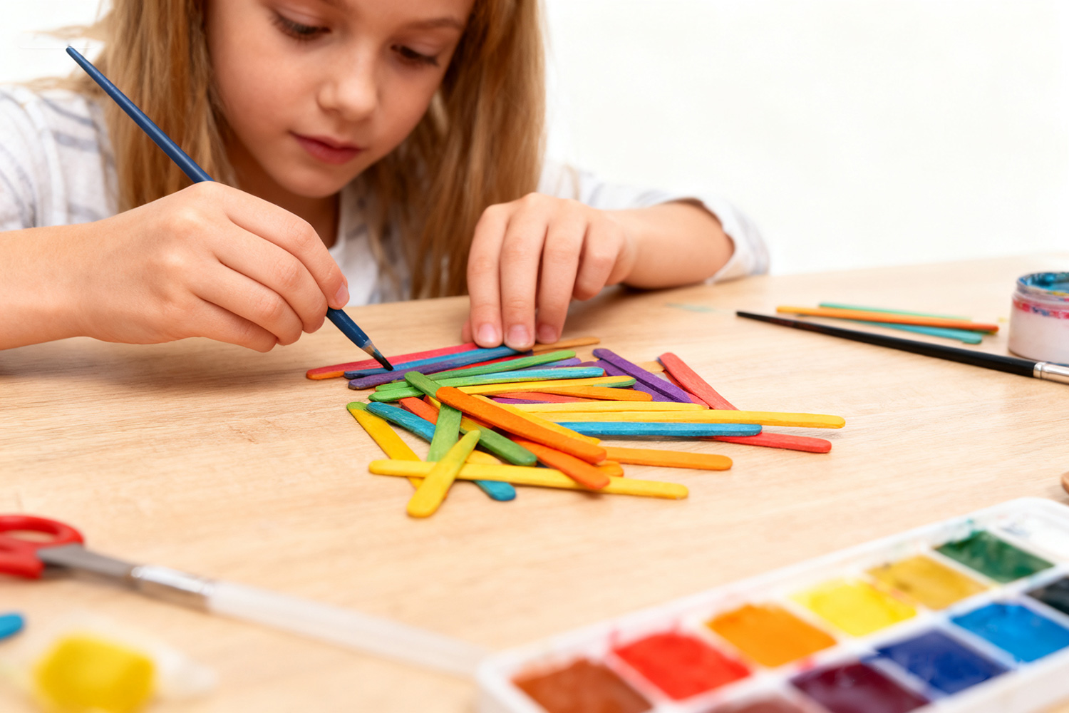 Eco-friendly 150x18x1.6mm Natural Craft Sticks for Children DIY Activities at School and Home 75PK