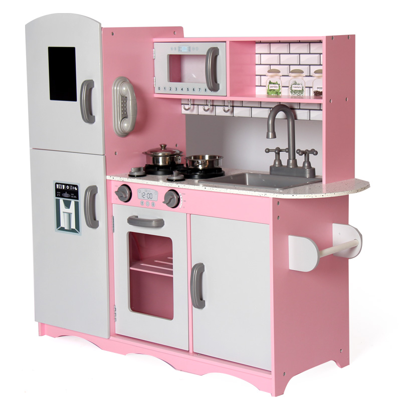 Modern Custom Princess Pretend Play Children Big Size Wooden Kitchen Toys Set for Kids Girls Boys