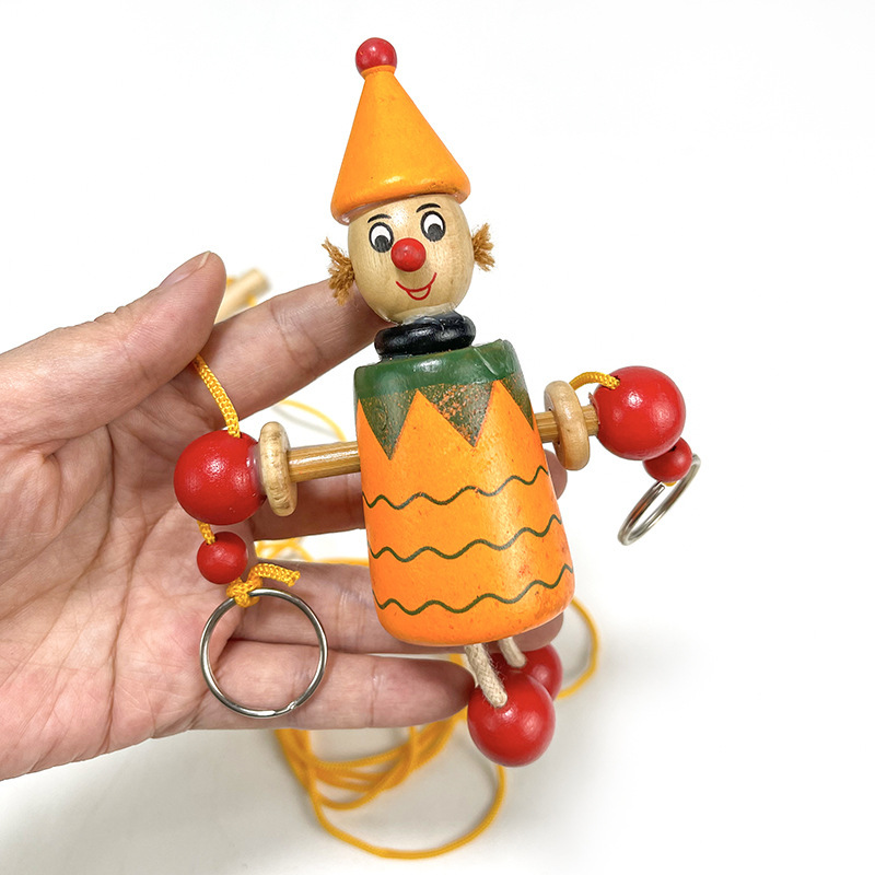 Wholesale Wooden Pull Puppet String Doll Wooden Clown Pull Toy Wooden String Puppet