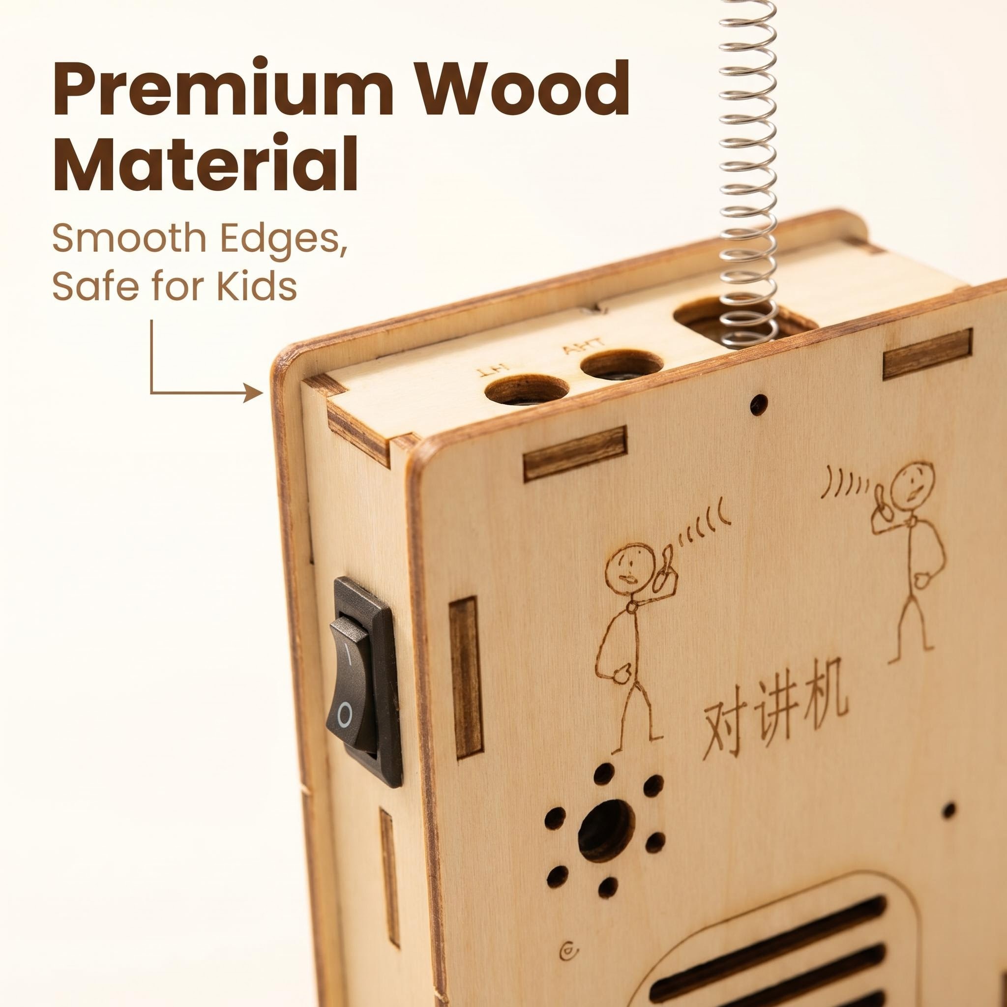 Wholesale Kids DIY Walkie Talkie Toy Cartoon Portable Outdoor Interactive Wooden Educational Toy for Kids