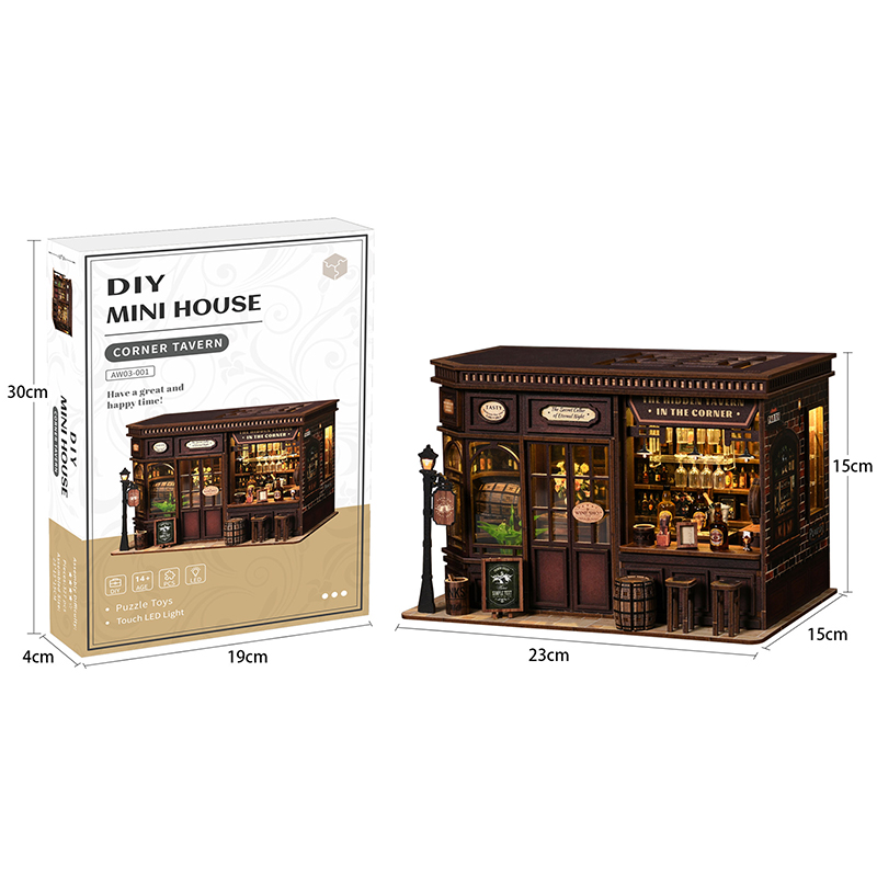 DIY Miniature Dollhouse Kit Small House Design Toy Miniature House Enchanted Library City Walk Book Nook Modern Wood Dollhouse