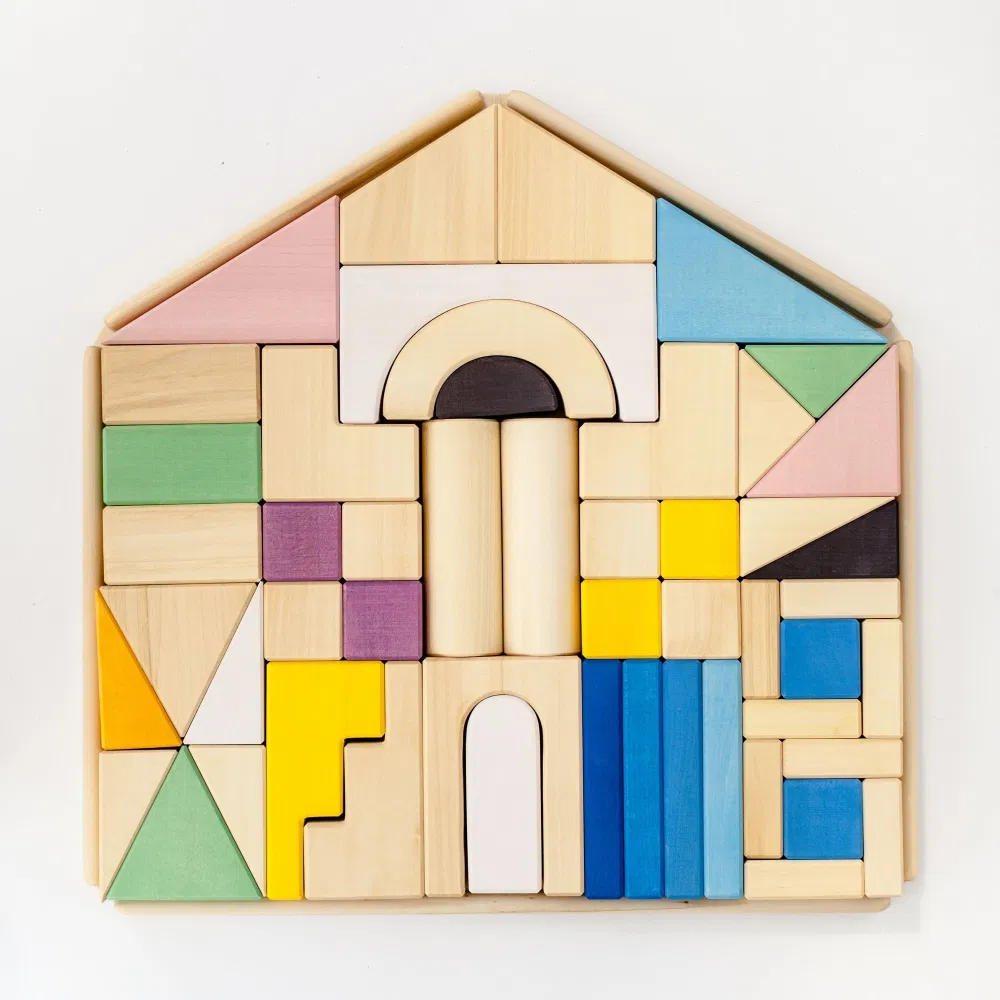 Wooden Toy Gift Set Developmental Construction Natural Building Blocks