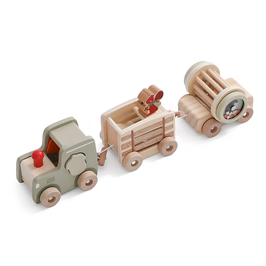 Wholesale Christmas Wooden Cars Wooden Railway Mini Train Set Toy for Kids
