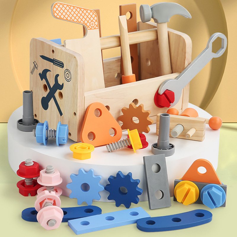 Montessori Children's Toys Simulation Wooden Tools Box Carpenter Disassembly Set Toys Early Education Hands on Training