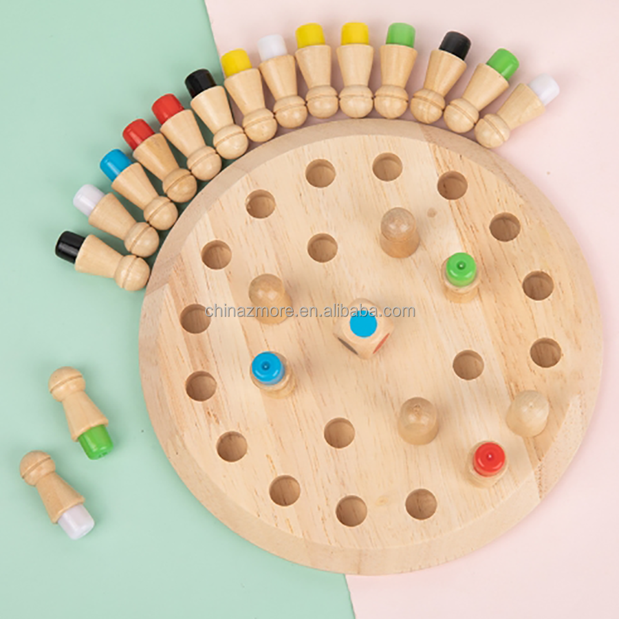 2024 Kids Toy Match Sticks Board Game Children Color Sorting Logical Thinking Training Wooden Memory Chess Game