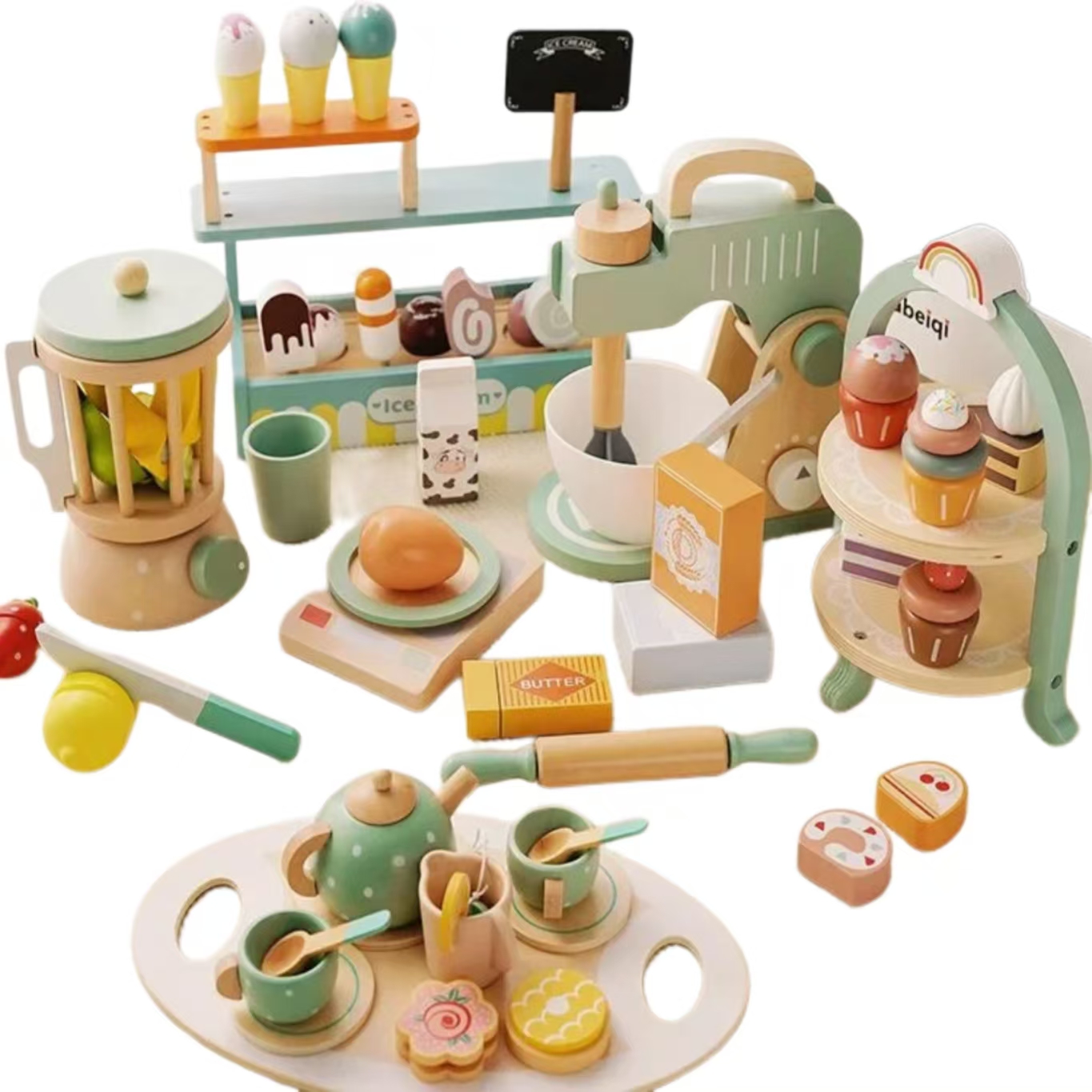 2025 Wholesale Wooden Funny Pretend Play Preschool Toys Montessori Wooden Sets Kids Kitchen Toy for Children DIY Food for Kids