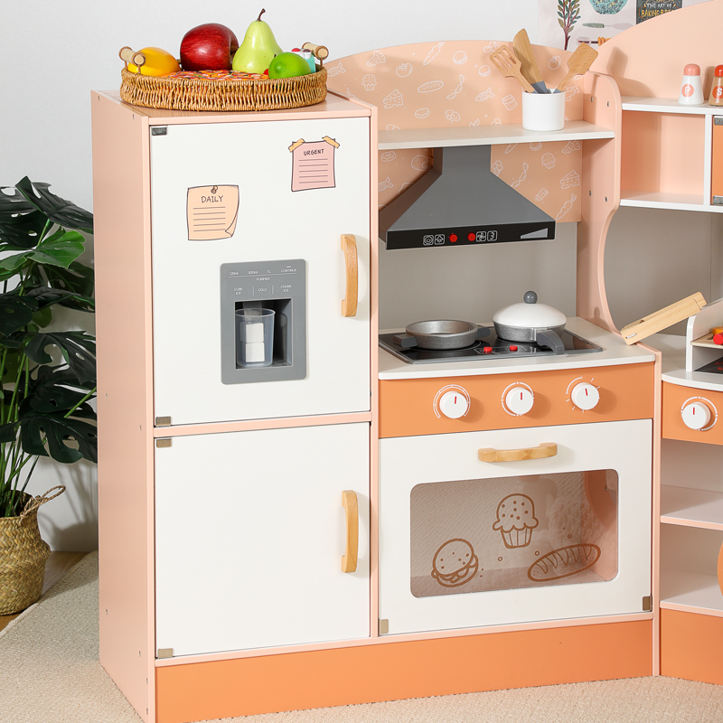 Hot Sale Multifunction Indoor Educational Cooking Pretend Dessert Toy Children's Beech Solid Wood Kitchen Toys for Boys Kids CE