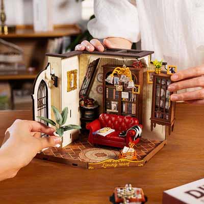 Robotime Rolife Handmade Toys DG175 Catherine's Living Room Wooden DIY Miniature House
