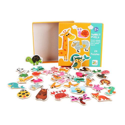 Wooden Animals Matching Jigsaw Puzzle Kids Early Education Enlightenment Toys
