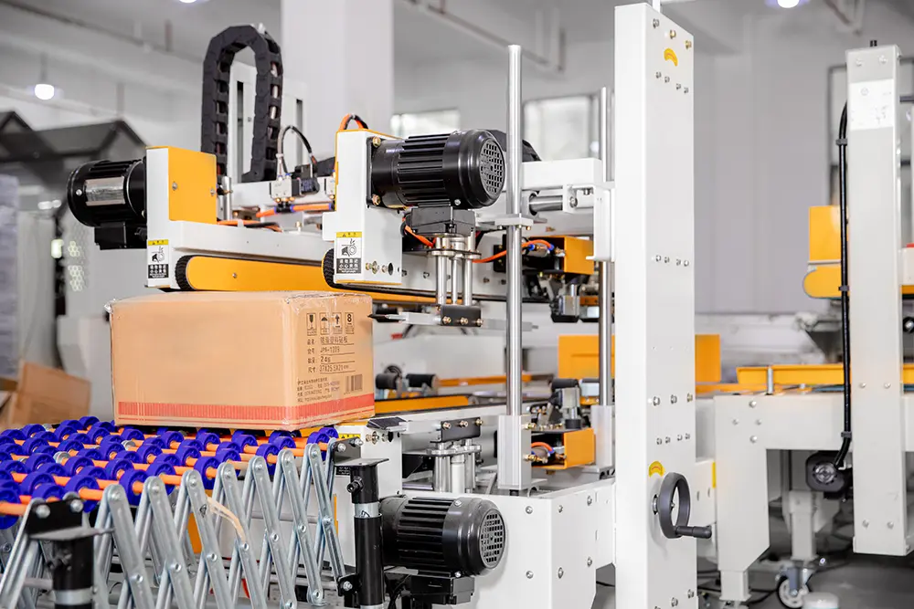 Step 8: Boxing — shrink-wrapped products placed into cartons for storage and shipping