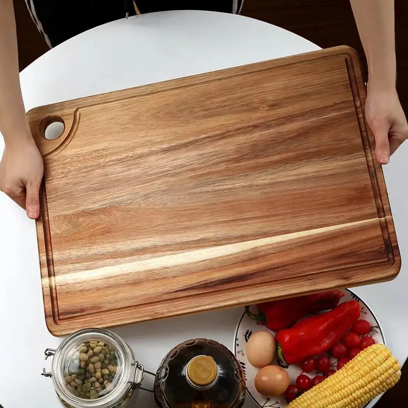 High-Quality Acacia Wood Cutting Board with Juice Groove & Hanging Hole Manufacturers, Factories