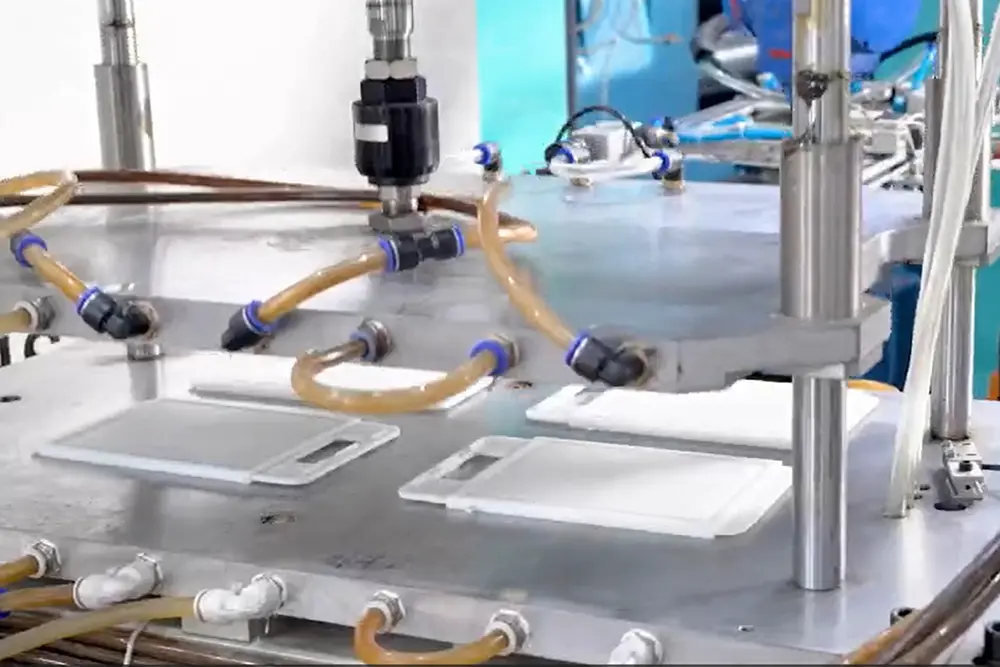 Step 4: Cooling and flattening — product cooled in cooling unit and flattened for proper shape
