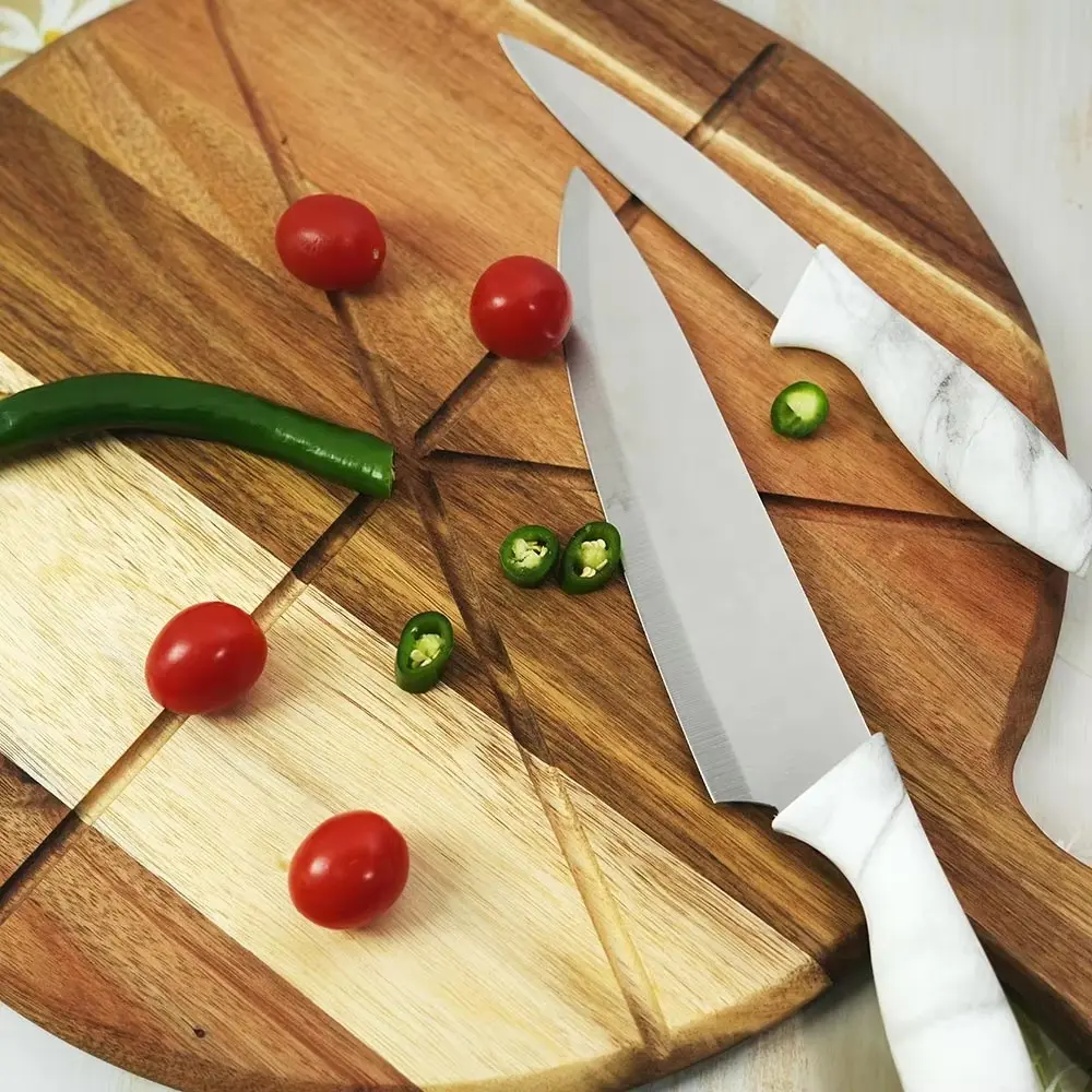 Acacia Wood Pizza Cutting Board Top View