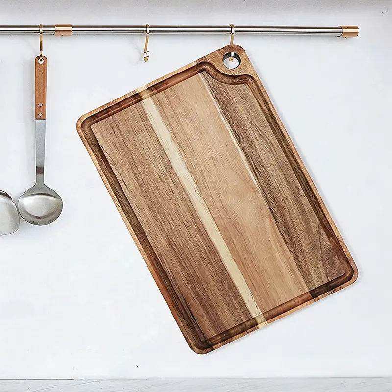 High-Quality Acacia Wood Cutting Board with Juice Groove & Hanging Hole Manufacturers, Factories