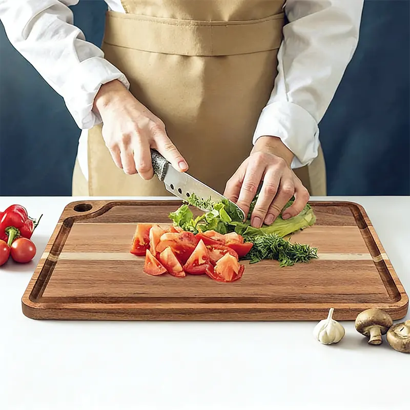 High-Quality Acacia Wood Cutting Board with Juice Groove & Hanging Hole Manufacturers, Factories
