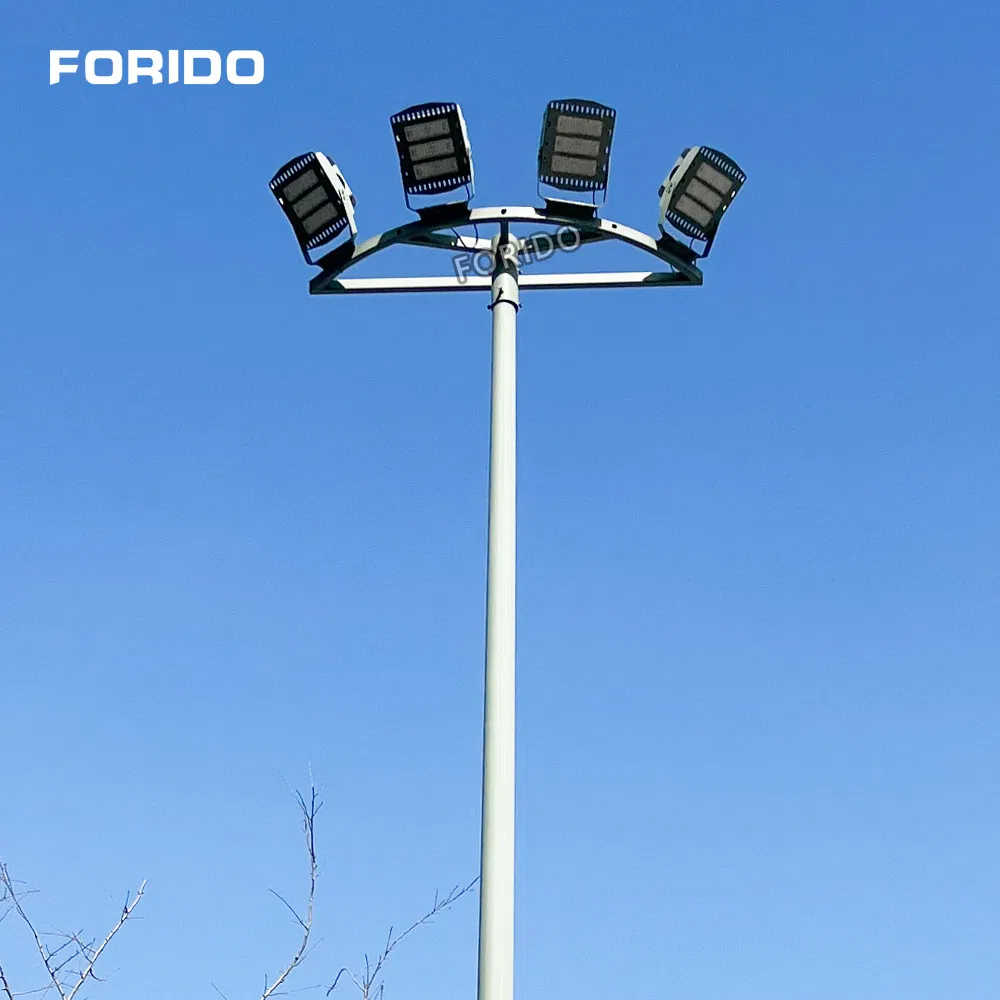 Forido 4IP65 6m 8m 10m 12m 15m 1500W 1200W 300W 400W Waterproof Outdoor Adjustable Solar LED Flood High Mast Lighting Light with Pole for Airport Sports Stadium