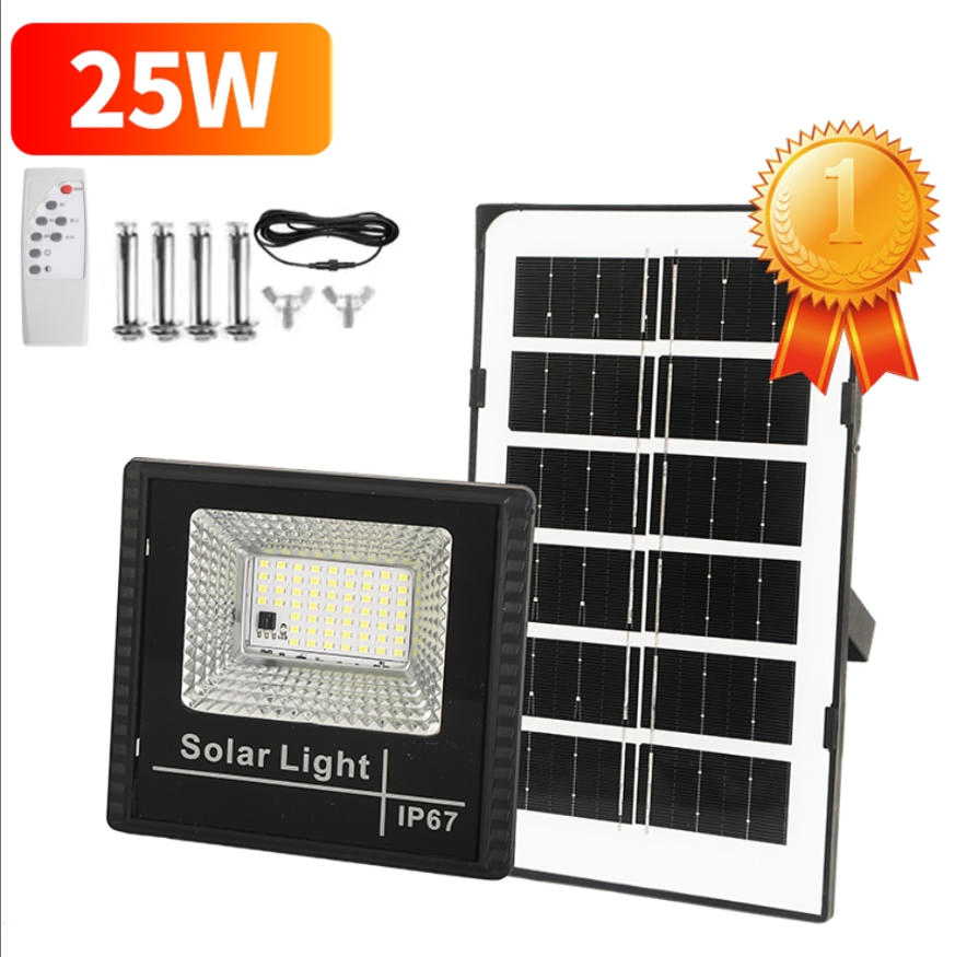 25W Solar Flood Lights with Remote Control Outdoor IP67 Waterproof Solar Powered Reflector Floodlight for Outdoor Garage Patio
