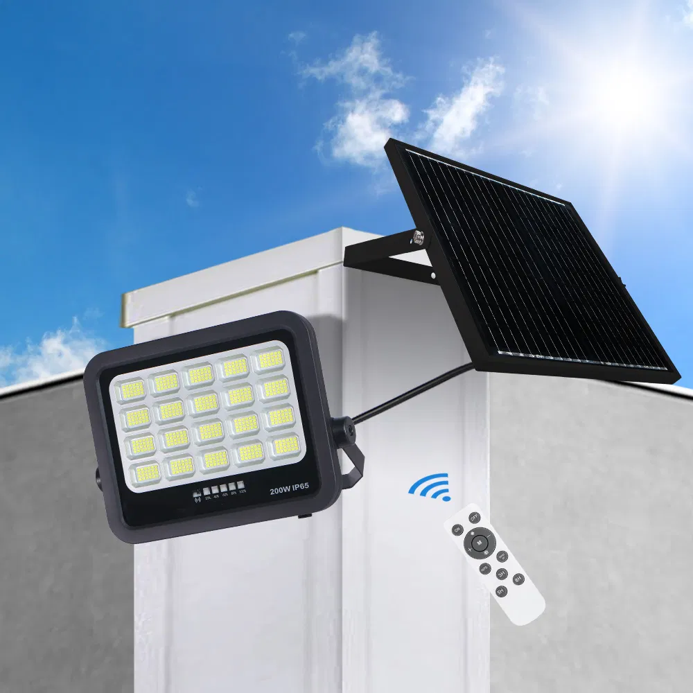 Remote Control Rechargeable Solar LED Flood Light with Motion Sensor Outdoor Security