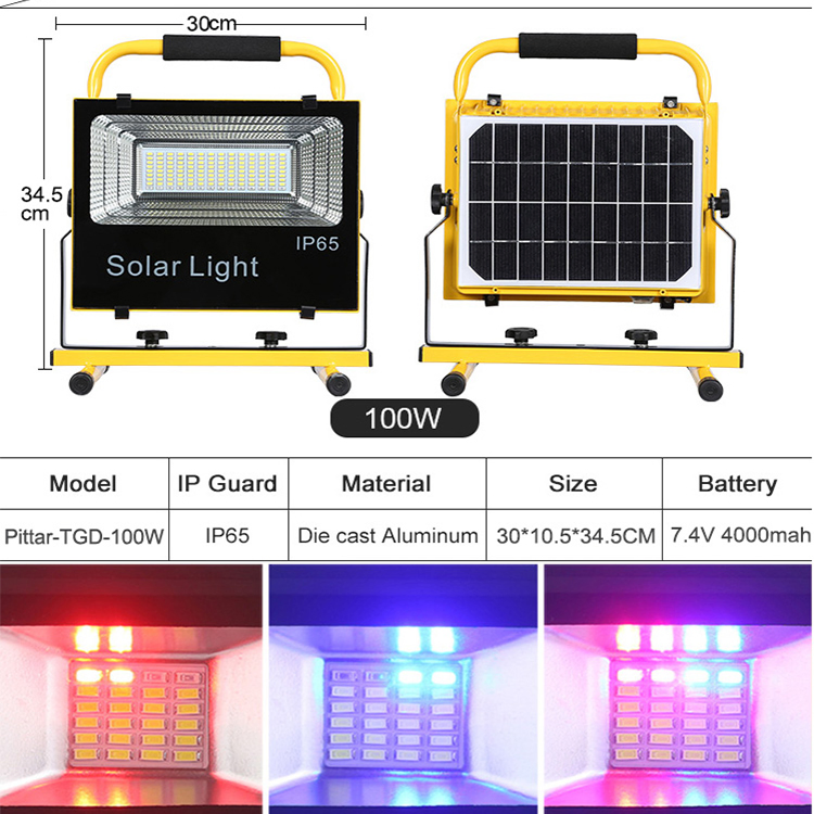 Portable LED Lamp Long Lasting Rechargeable Bulb Adjustable Outdoor Solar Flood Light