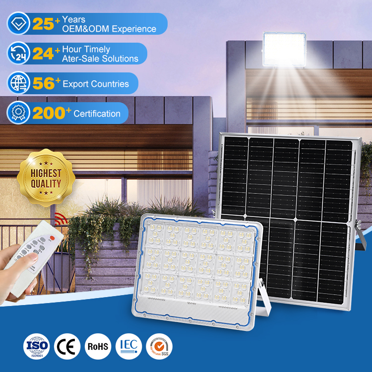 NanDe Outdoor Garden Stadium Waterproof Ip65 Remote Control 100w 200w 300w 400w Durable ABS Led Solar Flood Lights