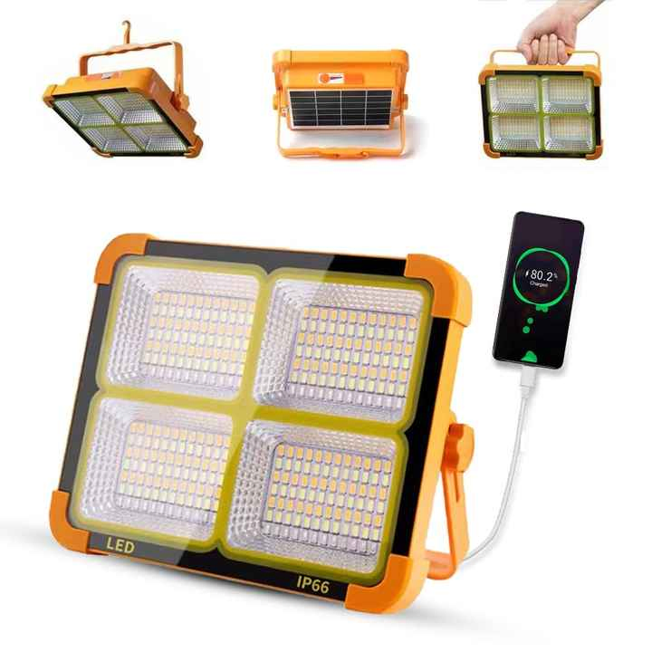 Solar Waterproof Outdoor Portable Emergency USB Charging LED Camping Lamp High Power Courtyard Lights Floor Stand Flood Light