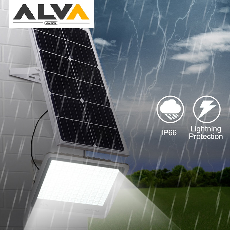 Alva 100W High Power LED Solar Light LED Flood Light with Remote Control Light Control Digital Display Timing Remote Control Light Control Energy Saving Lamp