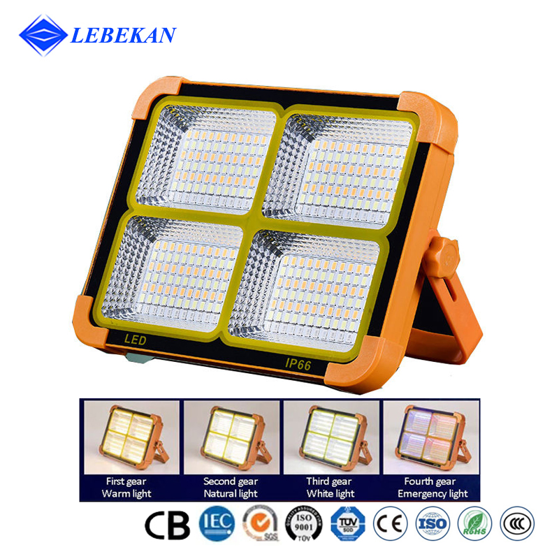 600W Super Brightness portable Indoor Work Rechargeable Solar LED Flood Light