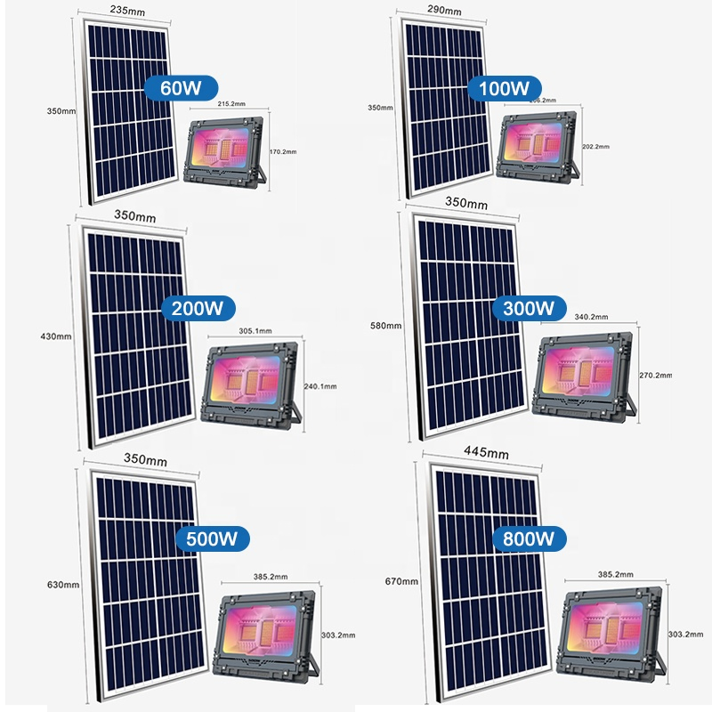 Outdoor Solar Security Light High Lumen Aw Solar LED Flood Light 60W 100W 200W 300W 500W 800W Solar Yard Light