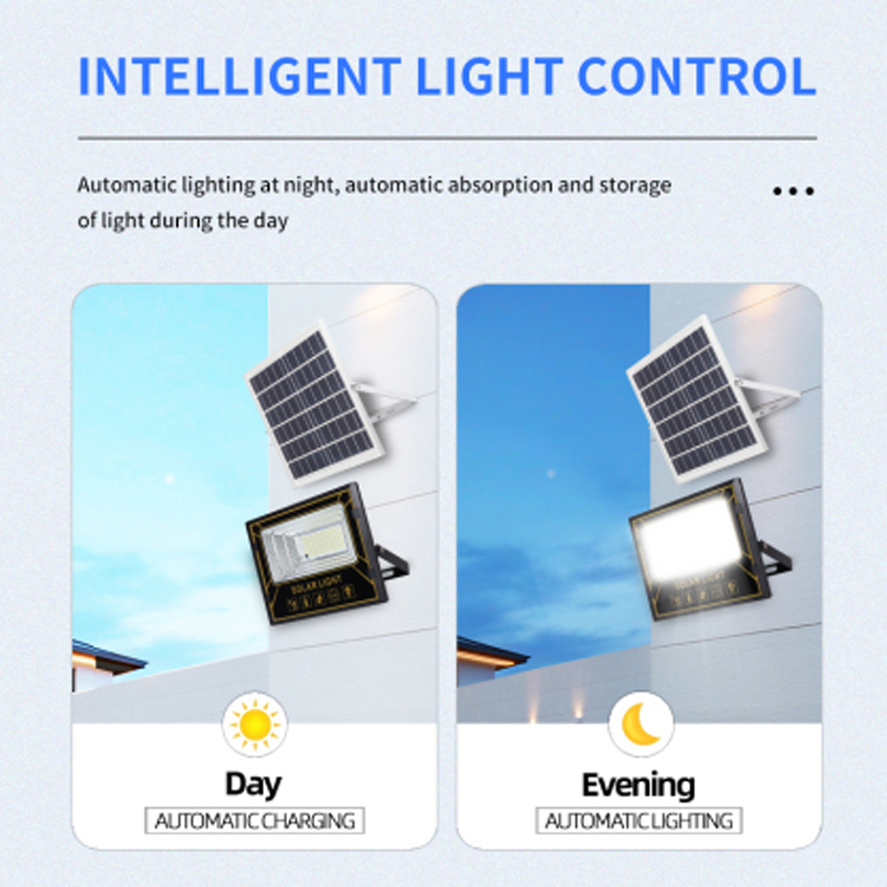 Energy Saving Solar LED Flood Light 100W ABS IP65 Waterproof Outdoor Remote Control Lighting for Road Industrial Stadium