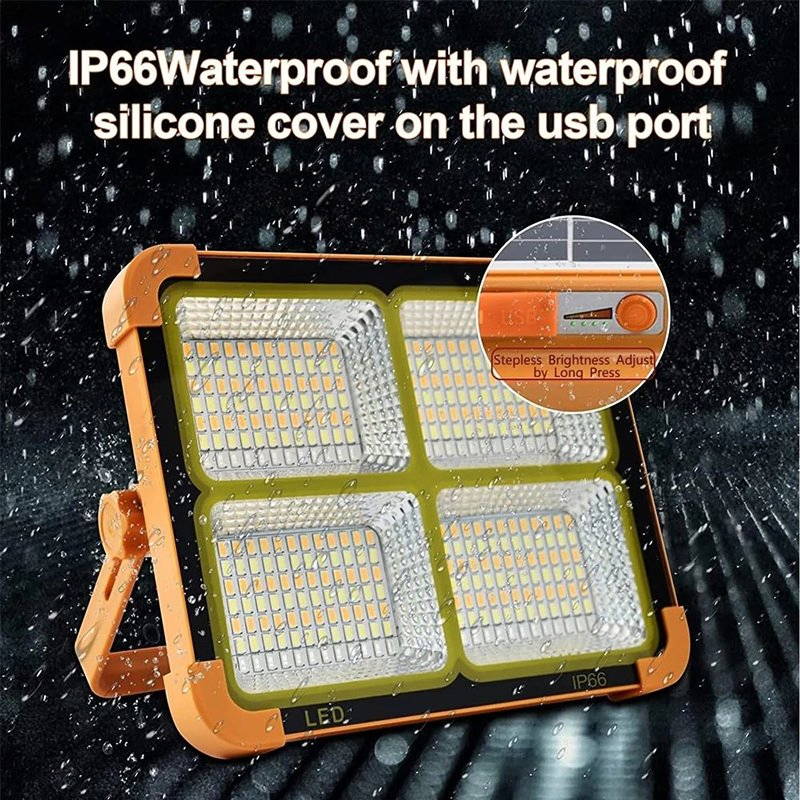 600W Super Brightness portable Indoor Work Rechargeable Solar LED Flood Light