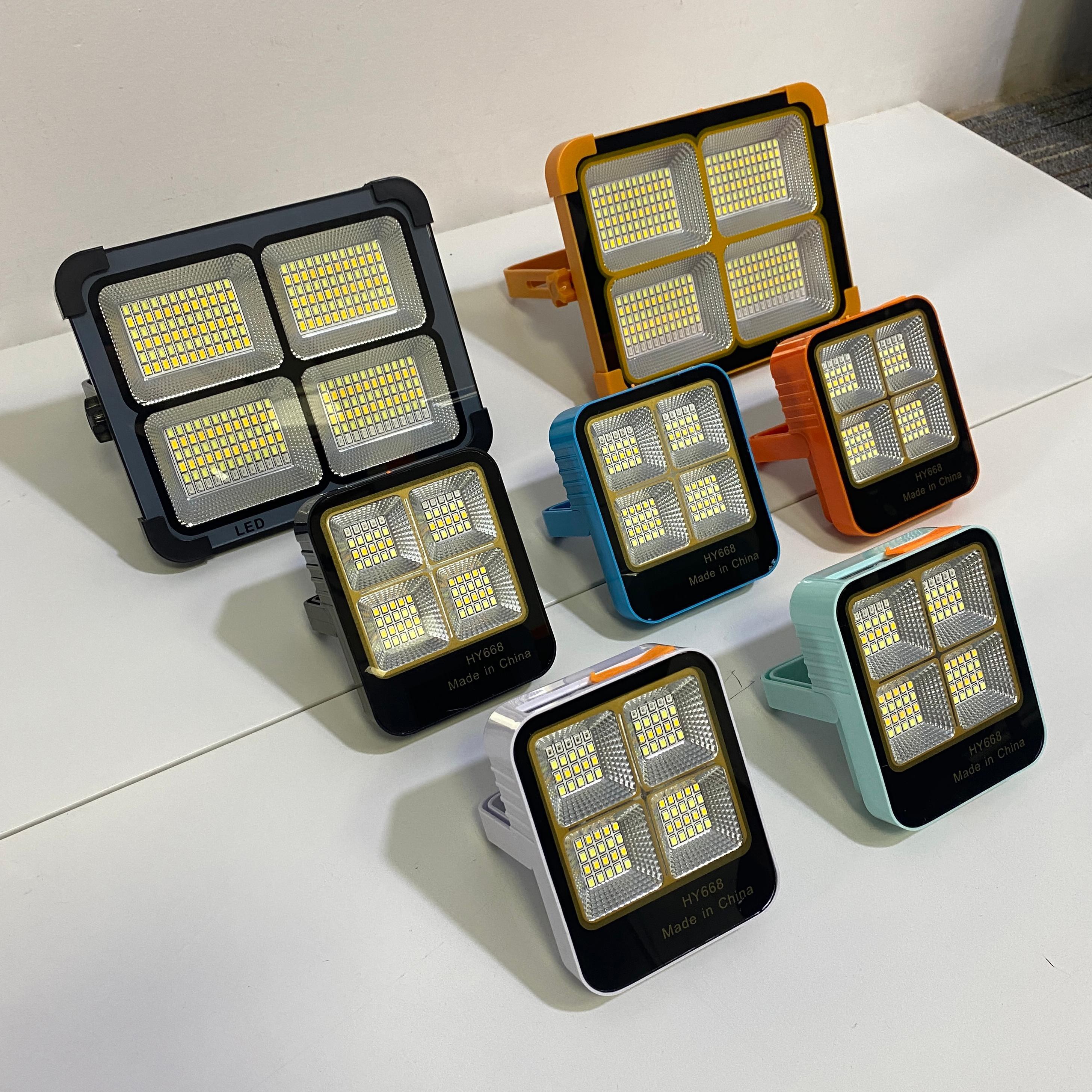 6W200w IP66 Waterproof Portable Rechargeable Emergency Camping Light LED Solar Flood Light with USB for Fishing &amp; Camping