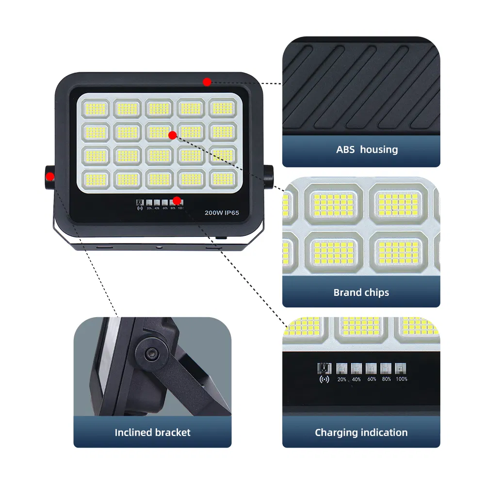Remote Control Rechargeable Solar LED Flood Light with Motion Sensor Outdoor Security