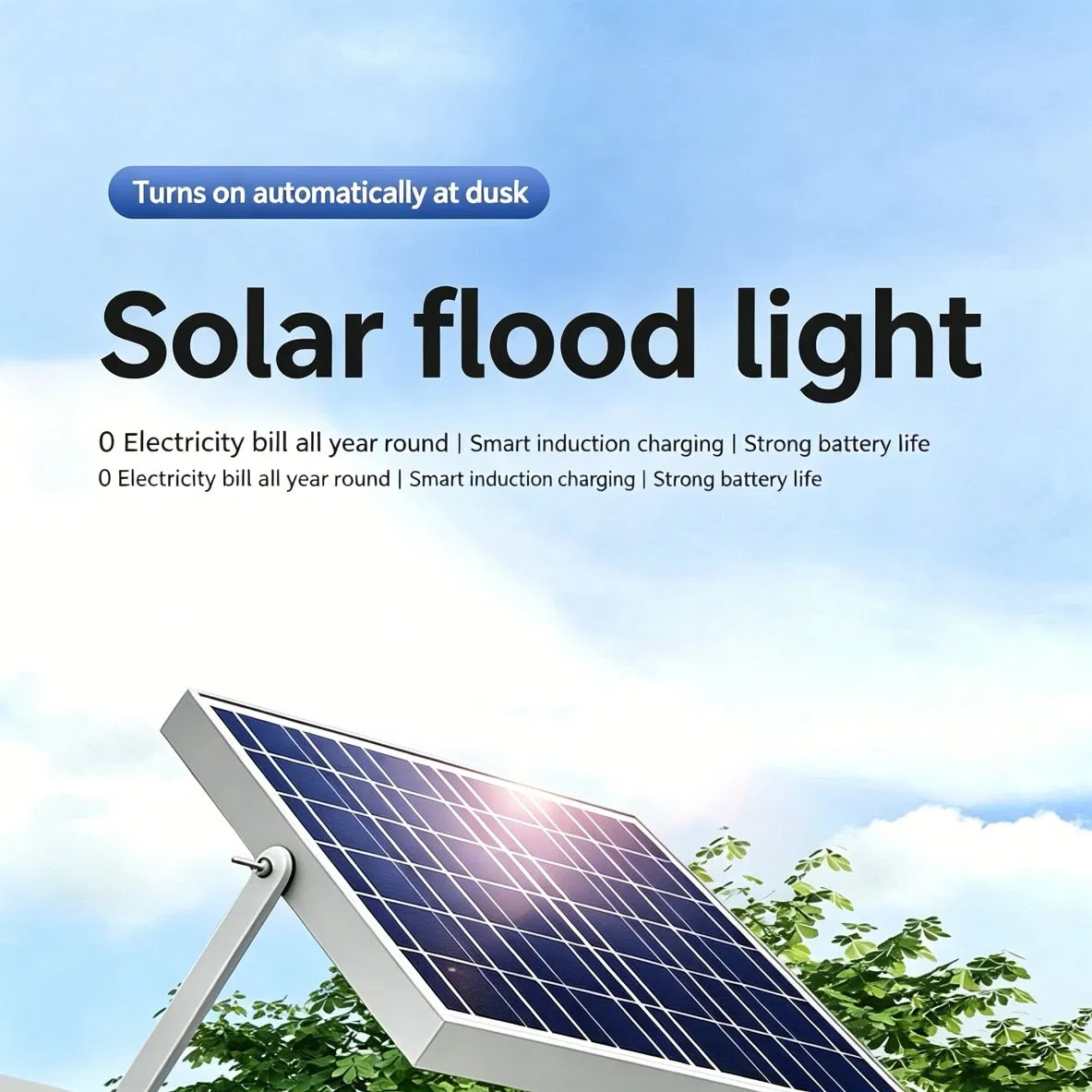 40W Die-Cast Aluminum Housing Split Solar Flood Light Separated Solar Charging Panel Energy Saving Auto Light for Garden Entrance Parking Lot Security Use