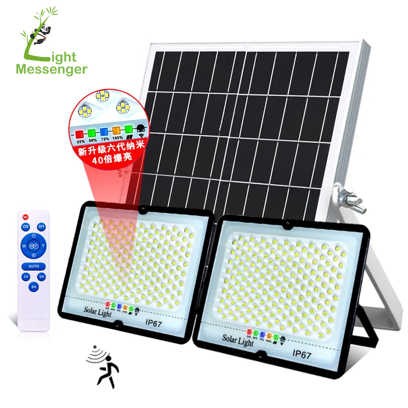 Light Messenger Good Price Garden Security Solar Powered Floodlight Outdoor Stadium Court 100W 200W 300W LED Solar Flood Lamp