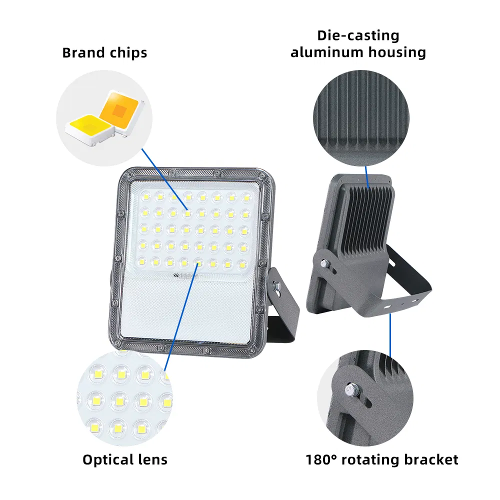Professional Factory High Power IP65 Waterproof Outdoor 50W Garden Solar LED Flood Light