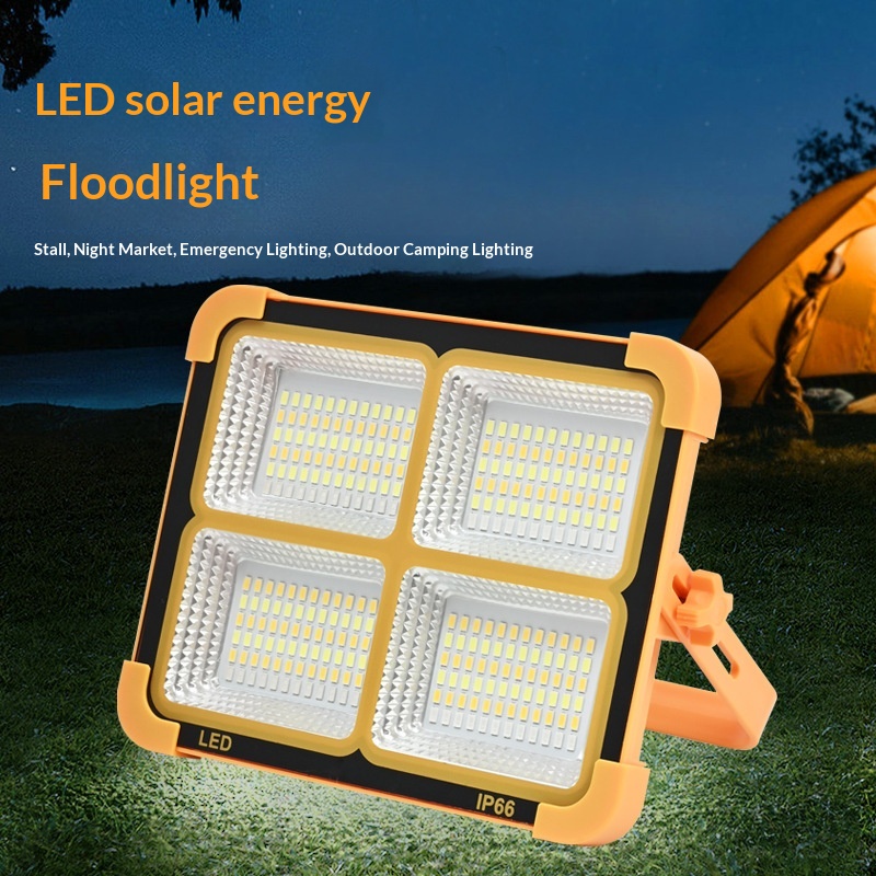 Solar-powered LED IP66 Portable Rechargeable Floodlight Outdoor Camping Light High-power Ultra-bright Emergency Lighting