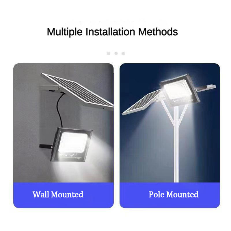 Remote Control Solar Floodlight 50W-400W in White for Parking Lots Shopping Malls Construction Sites