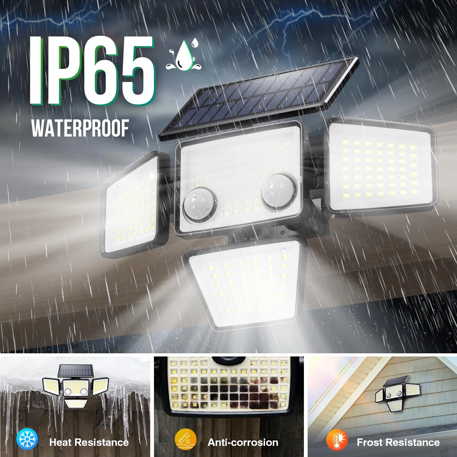 Solar Floodlight with Adjustable Angle Lighting up Decks