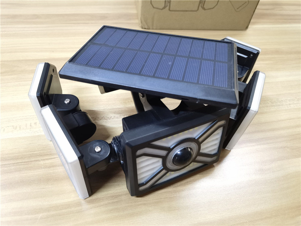 Energy Saving Outdoor Adjustable Angle Solar Flood Wall Light 5LED Module Human Motion Sensor Auto Lighting for Wall Pathway