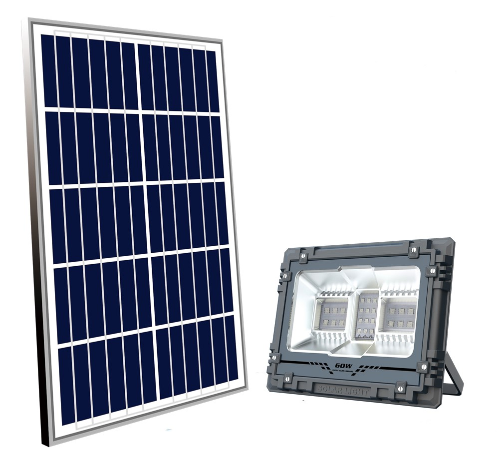 Yaye 2022 Hottest Sell 60W RGB Solar LED Flood Light with Control Modes: Time /Light Control +Remote Controller+ bluetooth Music Rhythm Stock 1000PCS