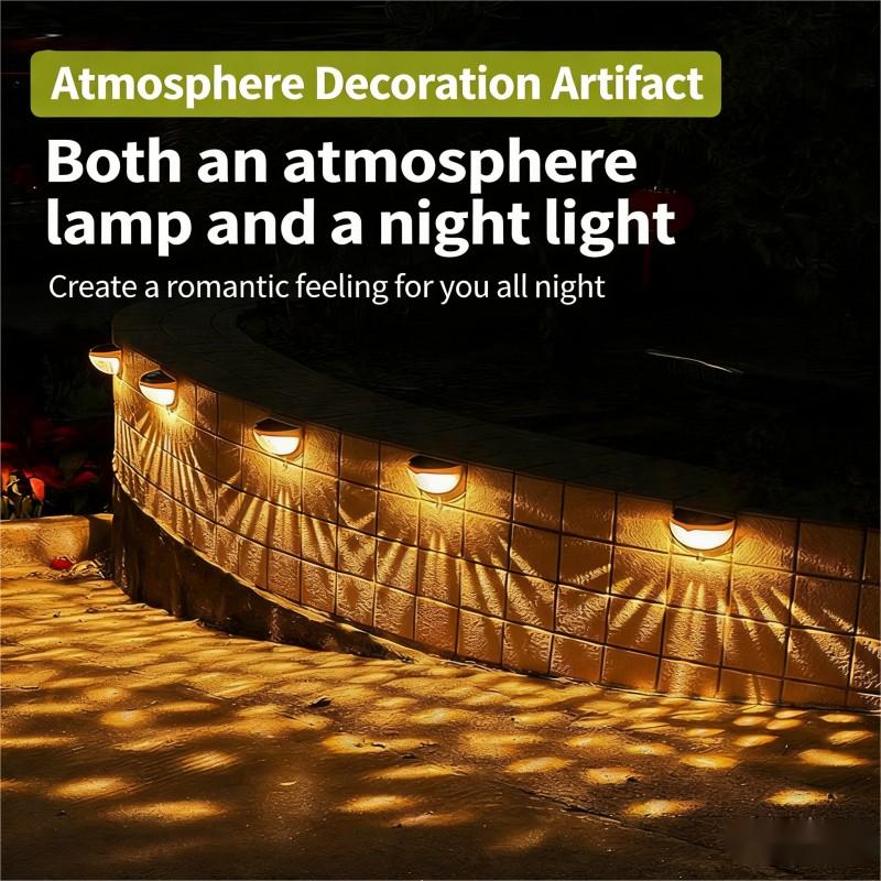 Outdoor Solar LED Flood Lights for Courtyard Balcony Garden Wall Decorations Semi-Circle Atmosphere IP55 Battery-Powered
